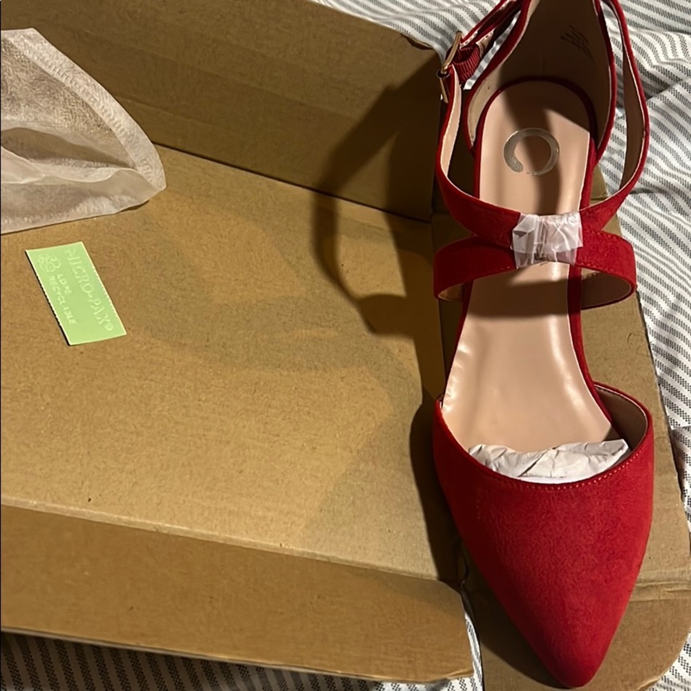 Red closed toe heels